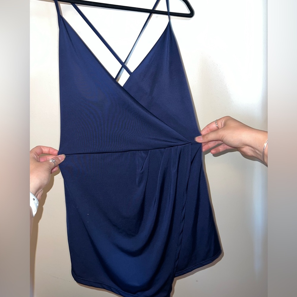 Navy Open Back Romper